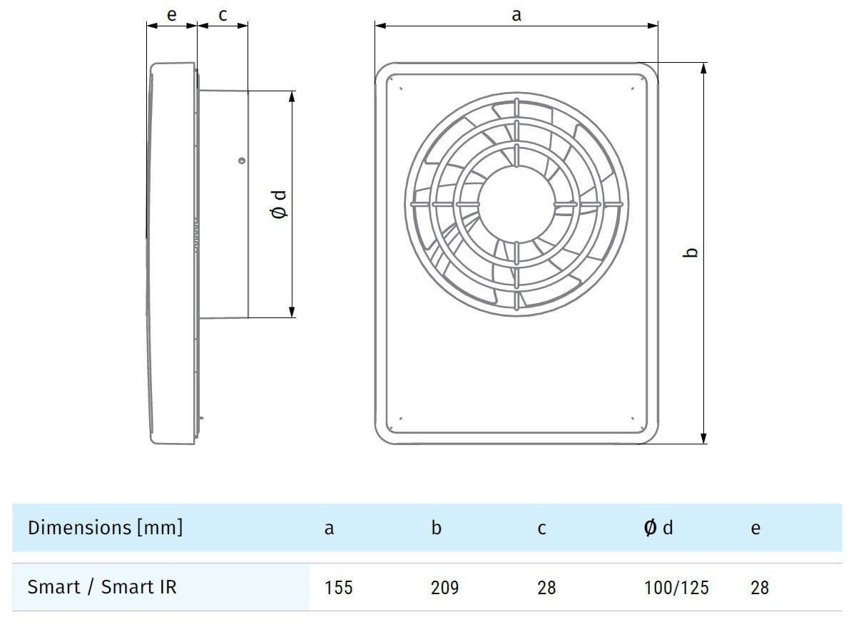 Blauberg Smart Akıllı Aspiratör Fan Ölçüleri