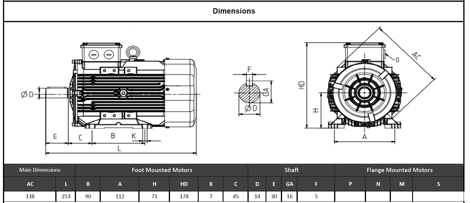 Wat 0.25 kw 1000 devir Q2E71M6C Elektrik Motoru Ölçüleri