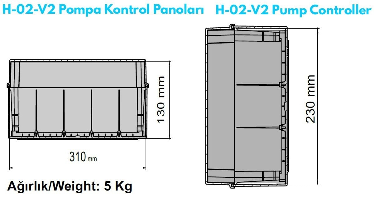 Kerim H-0275-V2 Hidrofor Kontrol Panosu Ölçüleri