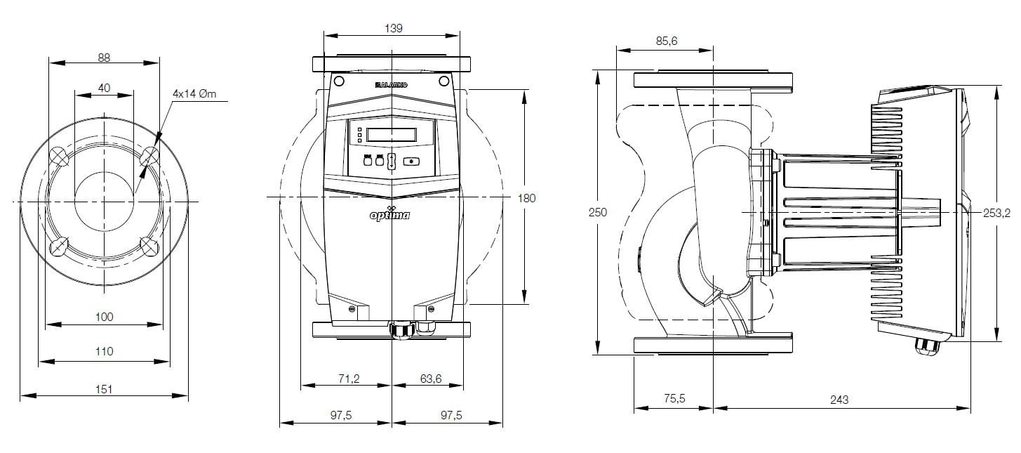 Alarko OPTIMA 4-12 sirkülasyon pompa boyutları