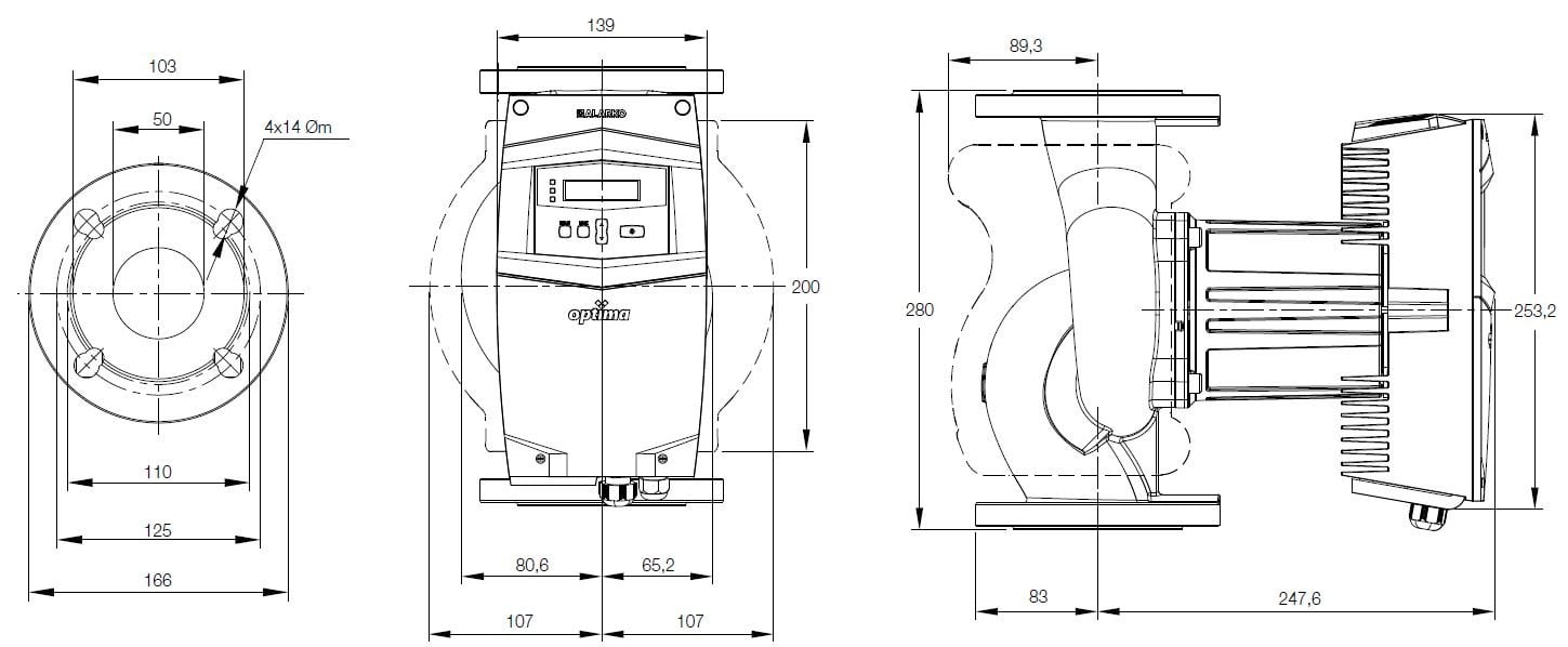 Alarko OPTIMA 5-12 sirkülasyon pompa boyutları