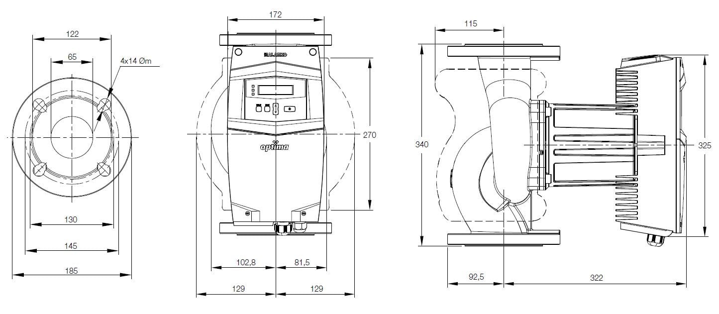 Alarko OPTIMA 6/12 sirkülasyon pompa boyutları