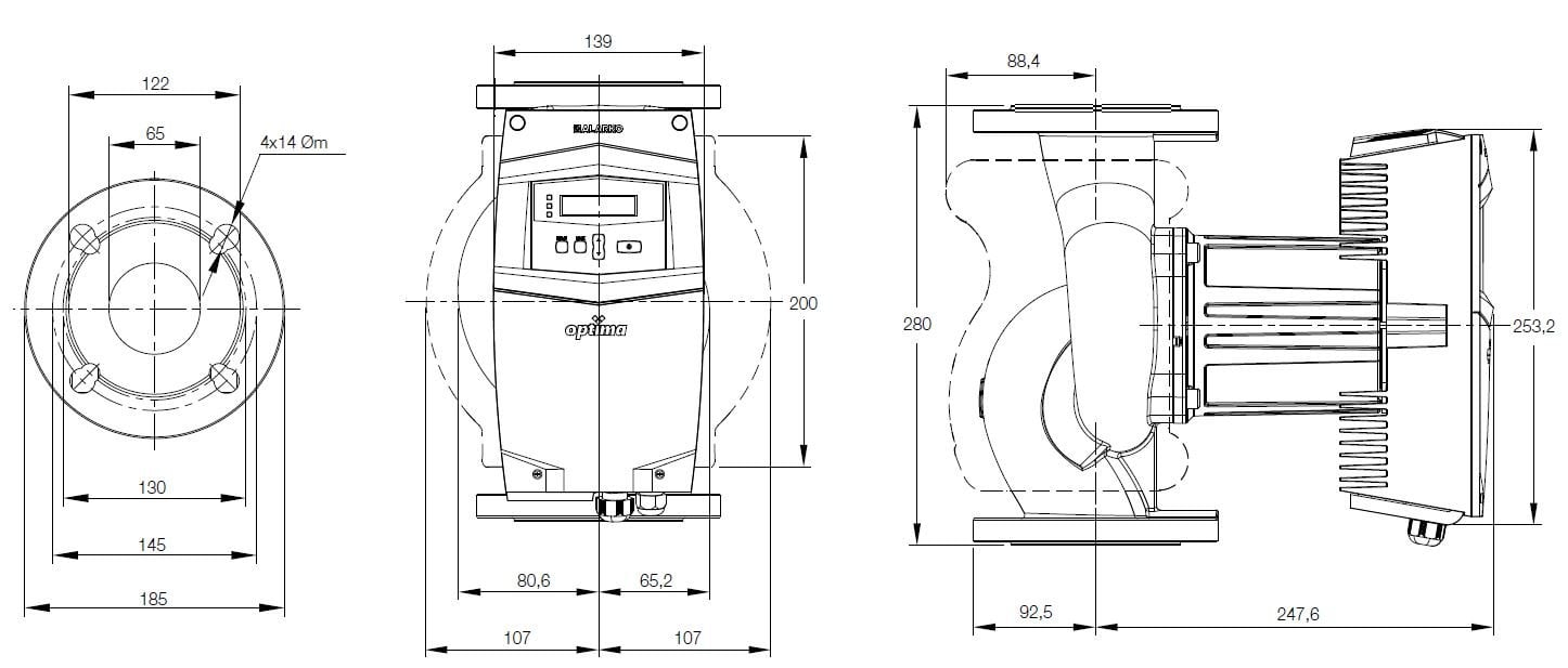 Alarko OPTIMA 6/9 sirkülasyon pompa boyutları