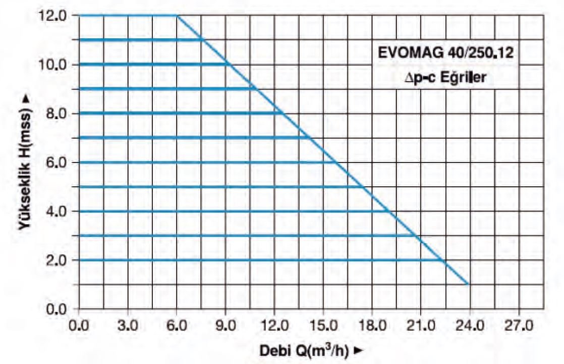 Master Evomag 40/250.12 Pompa Su Basma Eğrisi