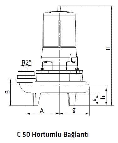 C-50-F Standart Pompa Teknik Ölçüleri