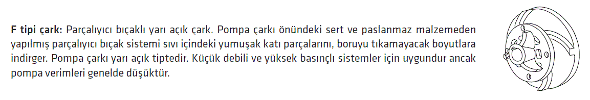 C-50 Standart Pompa Bıçaklı F Tipi Çark