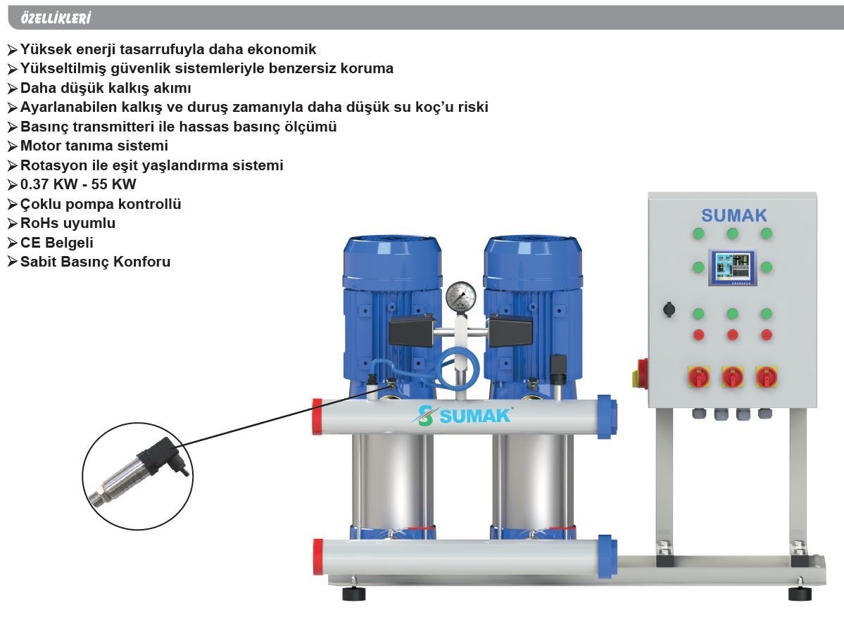 Sumak SHT16C 750/6-PFK 3 Pompalı Frekans Kontrollü Hidrofor