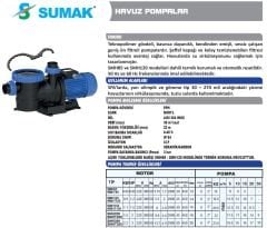 SUMAK SMH85 Ön Filtreli Havuz Pompası
