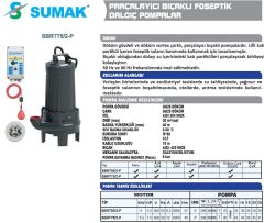 SUMAK SBRT 75/2-P Trifaze Parçalayıcı Bıçaklı Dalgıç Pompa