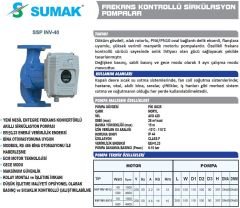 SUMAK SSP INV-40/15 Frekans Kontrollü Sirkülasyon Pompası