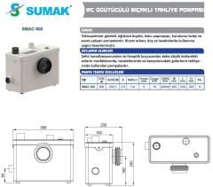 SUMAK SMAC 600 WC Öğütücülü Bıçaklı Tahliye Pompası