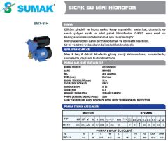 SUMAK SM7-S H Sıcak Su Mini Hidrofor