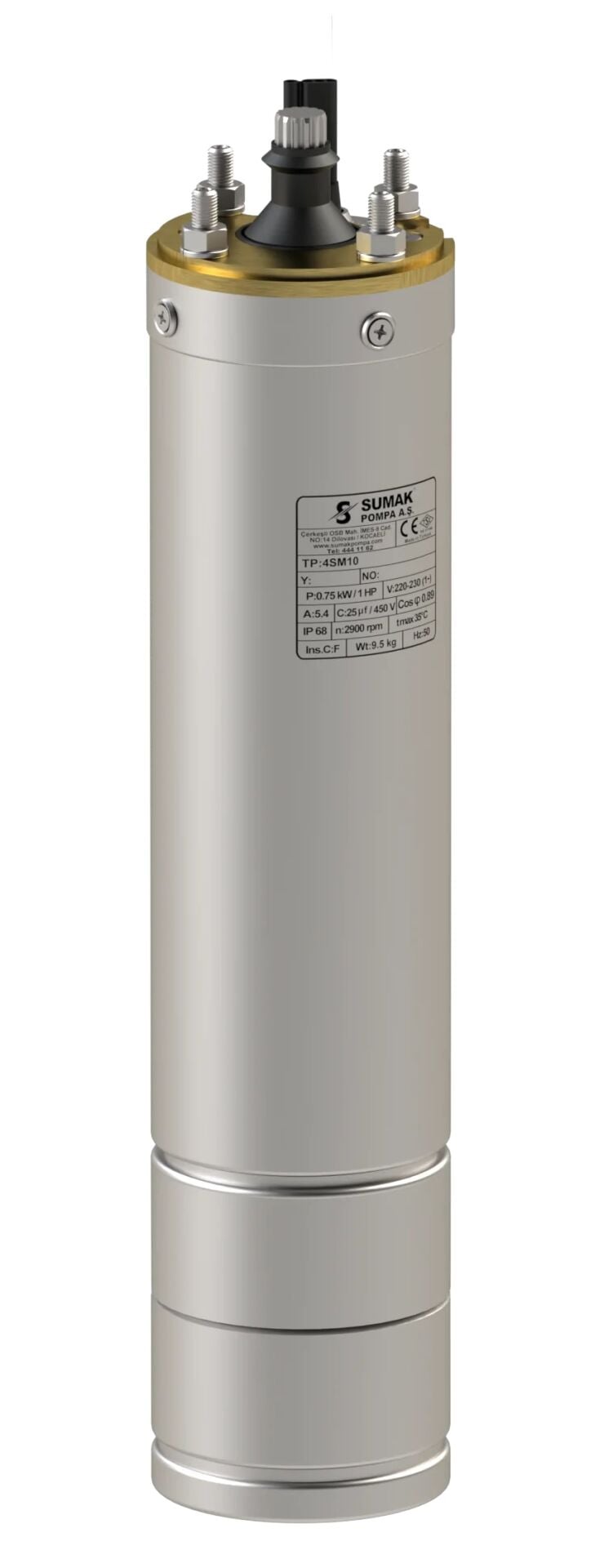 Sumak 4SM20 2 HP Monofaze Derin Kuyu Dalgıç Motoru