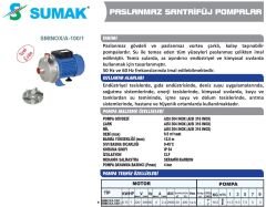 SUMAK SMINOX/A-100/1 Paslanmaz Santrifüj Pompa