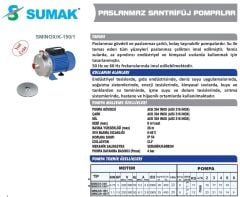 SUMAK SMINOX/K-150/1 Paslanmaz Santrifüj Pompa