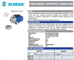 SUMAK SMINOX/K-150/1 Paslanmaz Santrifüj Pompa