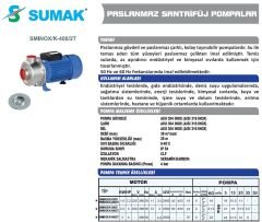 SUMAK SMINOX/K-220/2 Paslanmaz Santrifüj Pompa
