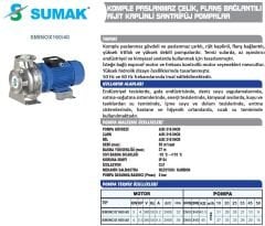 SUMAK SMINOX 160/40 - 316 Paslanmaz Santrifüj Pompa 4 HP