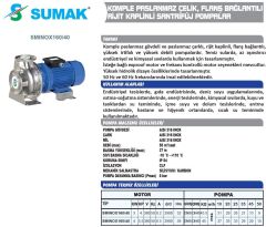 SUMAK SMINOX 160/40 - 316 Paslanmaz Santrifüj Pompa 5,5 HP