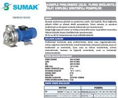 SUMAK SMINOX 165/65 - 316 Paslanmaz Santrifüj Pompa 10 HP