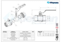 Klepsan 1'' Endüstriyel Küresel Vana PN16