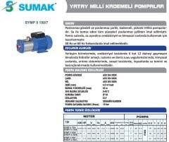SUMAK SYMP 5 100/6 Paslanmaz Kademeli Pompa 1 HP