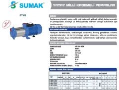 SUMAK SYMT6-180/10 Yatay Milli Kademeli Pompa 1,8 HP