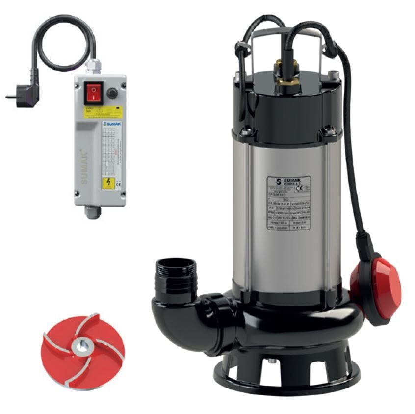 SUMAK SDF 18/2 Flatörlü Paslanmaz Foseptik Dalgıç Pompası
