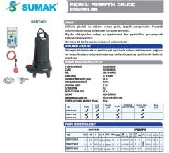 SUMAK SBRT 20/2 Trifaze Bıçaklı Dalgıç Pompa