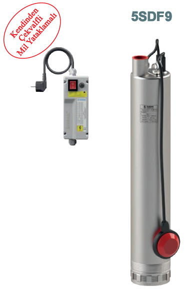 SUMAK 5SDF9 Flatörlü 5'' Paslanmaz Derin Kuyu Dalgıç Pompa