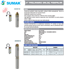 SUMAK 4SDM 100 4'' Derin Kuyu Dalgıç Pompası