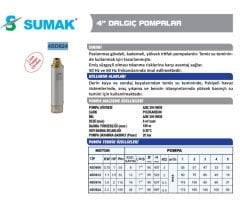 SUMAK 4SDMT612 4'' Trifaze Motorlu Derin Kuyu Dalgıç Pompası