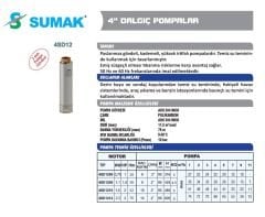 SUMAK 4SD1208 4'' Derin Kuyu Dalgıç Pompası