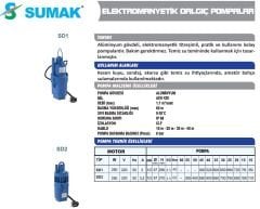 SUMAK SD2 Titreşimli Elektromanyetik Dalgıç Pompa