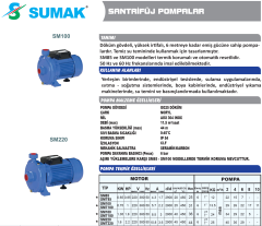 SUMAK SM220 Santrifüj Pompa