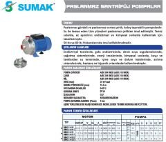 SUMAK SMINOX/A-100 Trifaze Paslanmaz Santrifüj Pompa