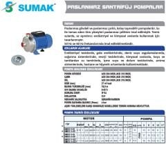 SUMAK SMINOX/K-100 Paslanmaz Santrifüj Pompa