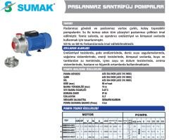 SUMAK SMINOX/A-400/2T Trifaze Paslanmaz Santrifüj Pompa