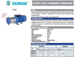 SUMAK SYMT8-400/10 Trifaze Yatay Milli Kademeli Pompa