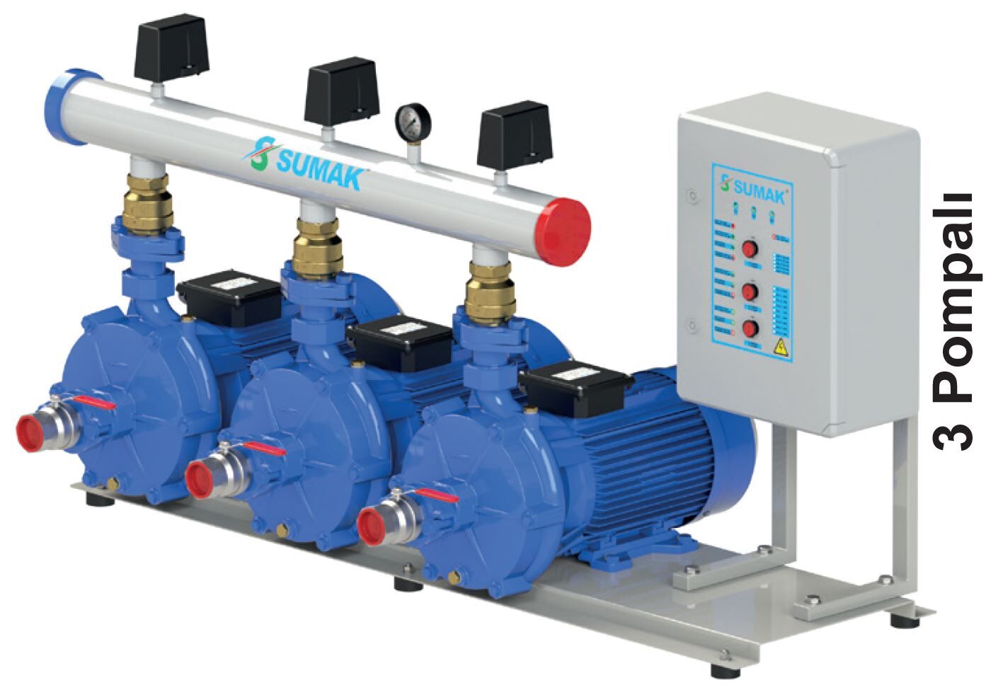 Sumak SMKTC550/2 Çift Kademeli 3x5,5 kw 3 Pompalı Hidrofor