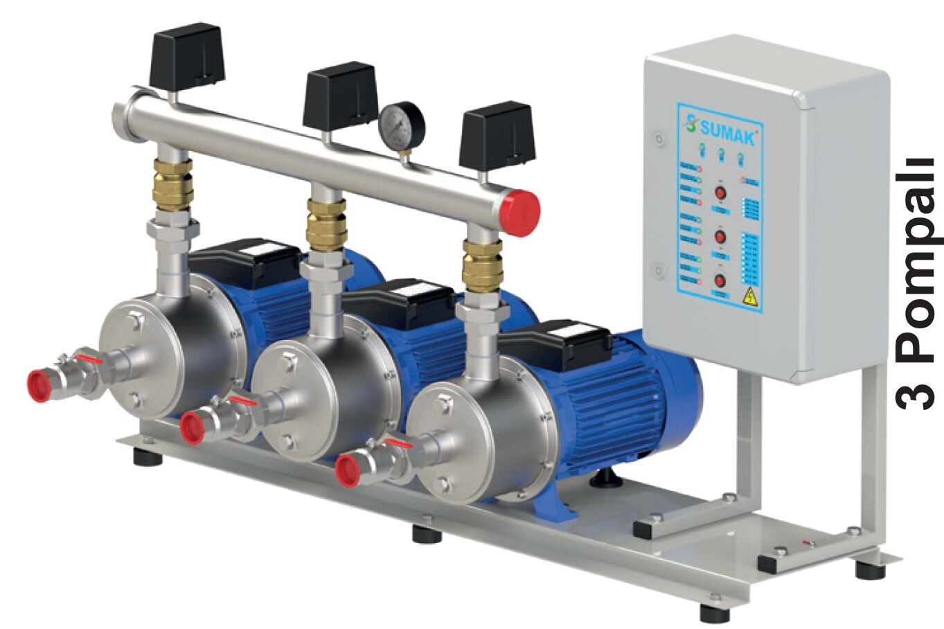 Sumak SMINOX12C220/2 Kademeli 1,6 kw Paslanmaz 3 Pompalı Hidrofor