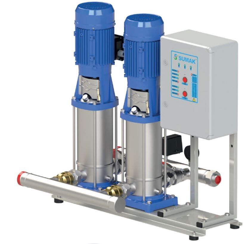 Sumak SHTP8 B 400/12 Kademeli 2x3 kw Komple Paslanmaz Dikey Milli Hidrofor
